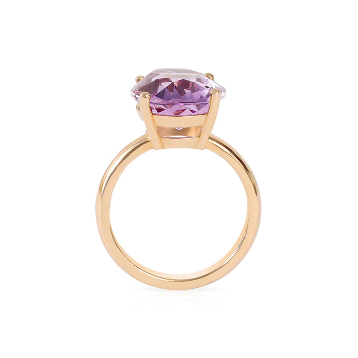 14K Solid Gold Amethyst Candy Cocktail Ring view 3