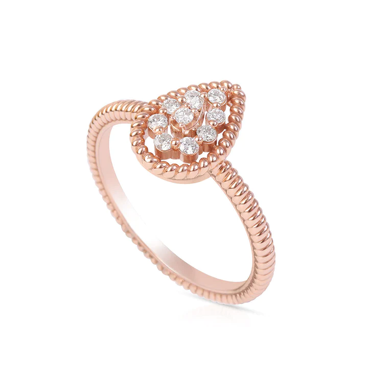 14K Solid Gold Diamond Pear Shaped Cluster Ring view 3