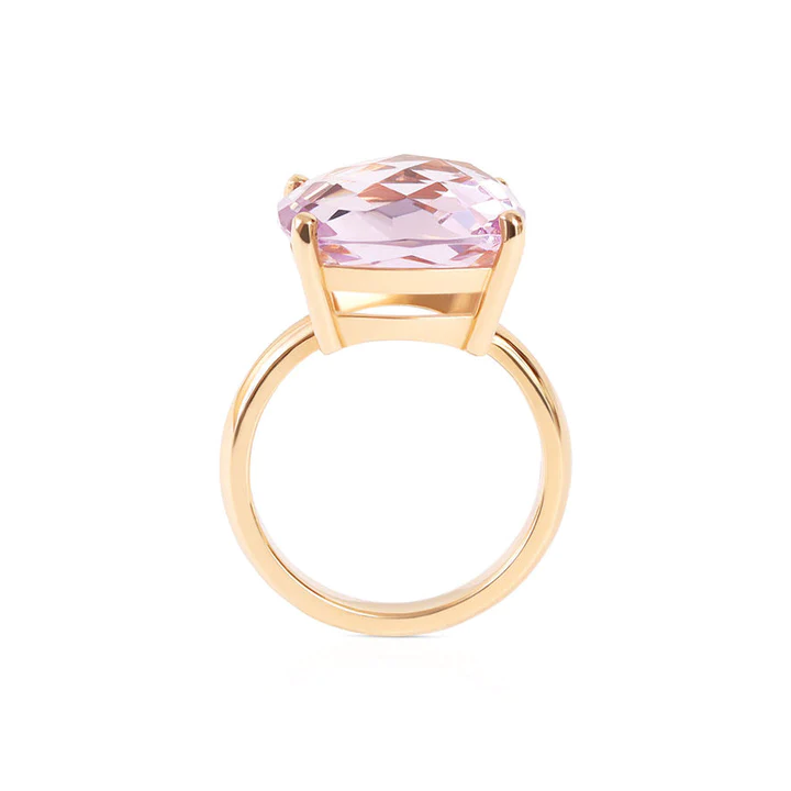 14K Solid Gold Square Amethyst Candy Cocktail Ring view 4