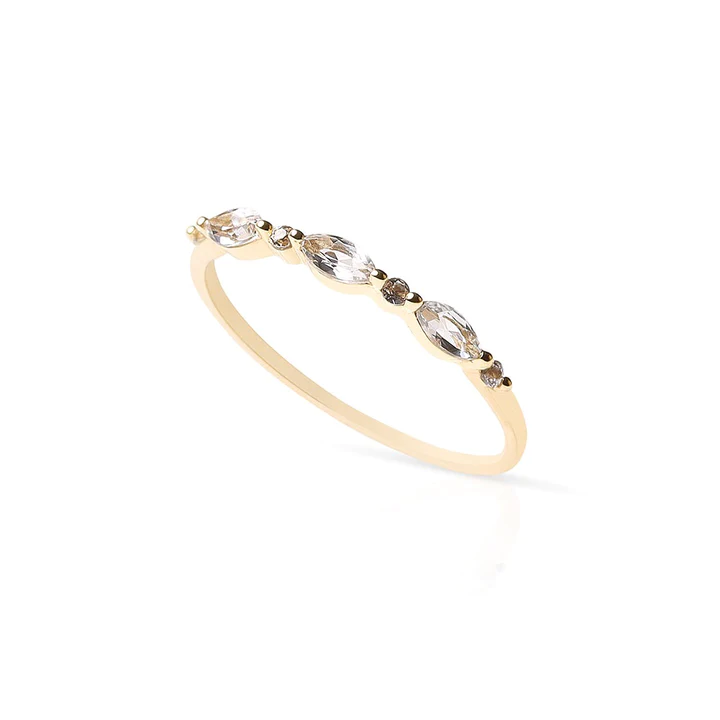 14K Solid Gold Lila Marquise Diamond And Sapphire Band