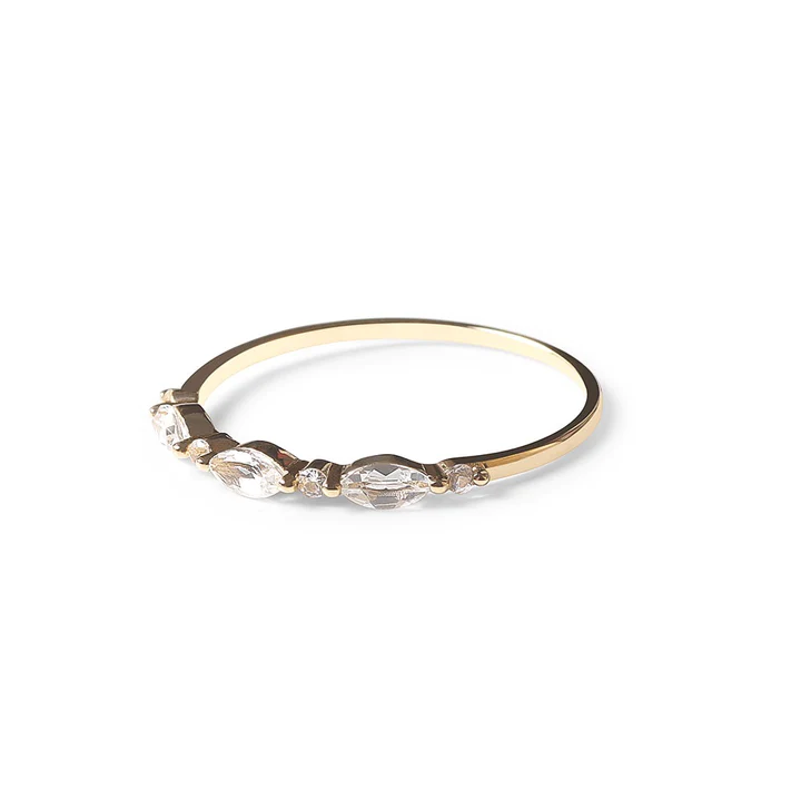 14K Solid Gold Lila Marquise Diamond And Sapphire Band view 2