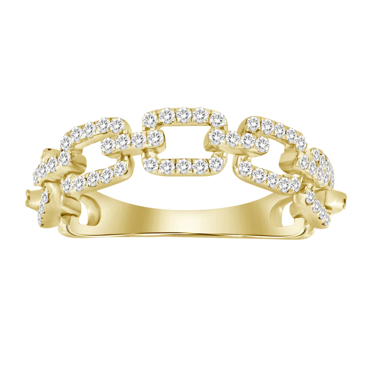 14K Solid Gold Briar Diamond Open Chain Link Ring