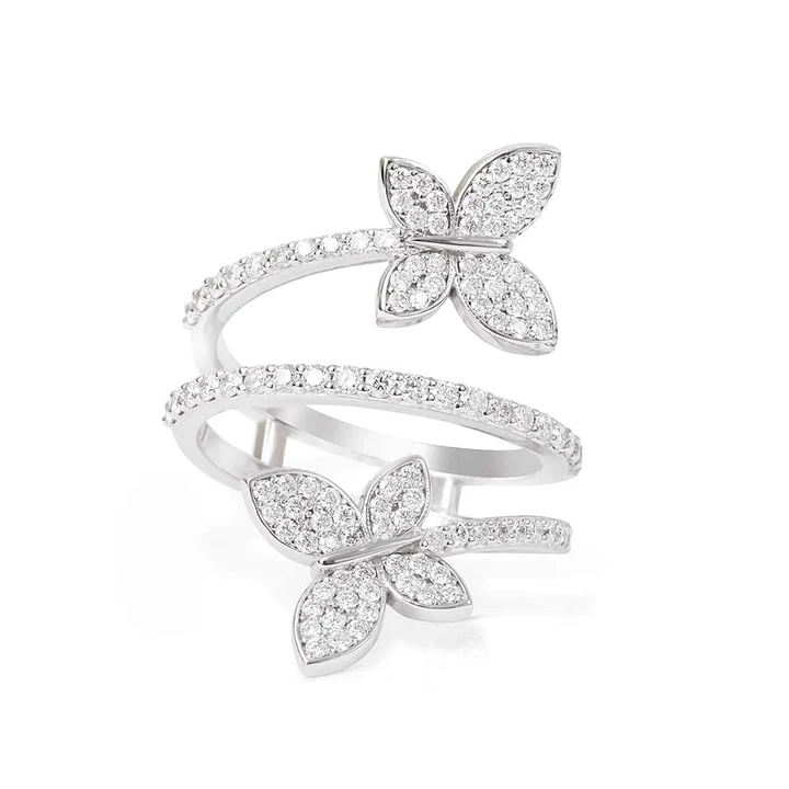 14K Solid Gold Diamond Butterfly Wrap Diamond Ring view 2