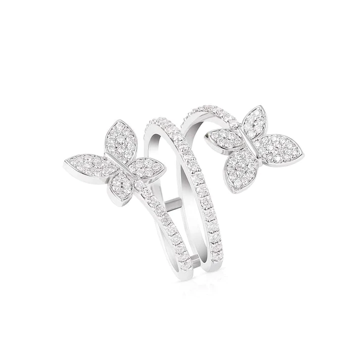 14K Solid Gold Diamond Butterfly Wrap Diamond Ring view 3