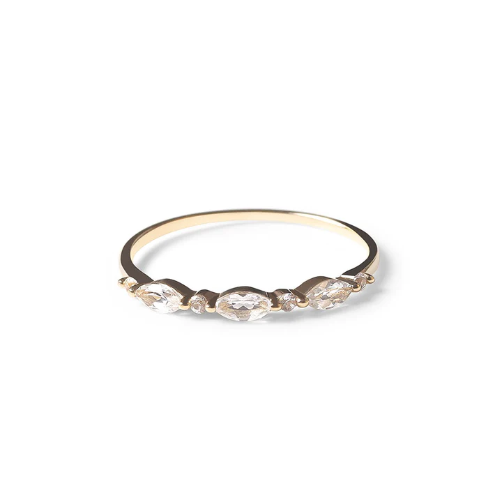 14K Solid Gold Lila Marquise Diamond And Sapphire Band view 4