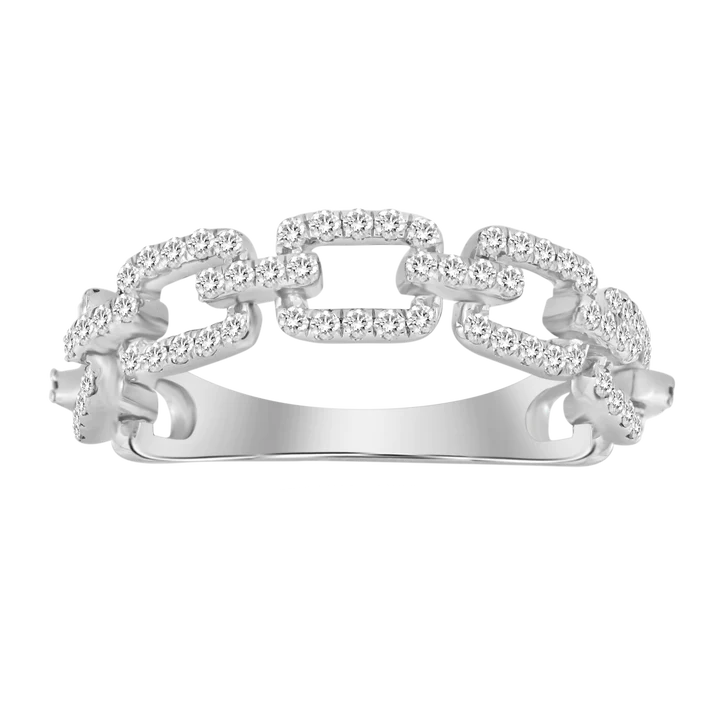 14K Solid Gold Briar Diamond Open Chain Link Ring view 3