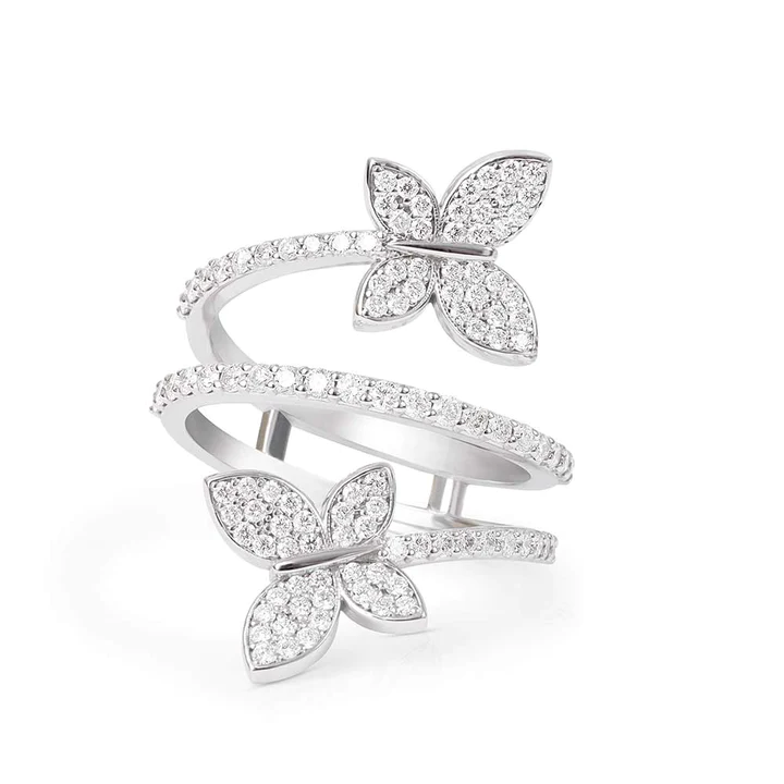 14K Solid Gold Diamond Butterfly Wrap Diamond Ring view 4