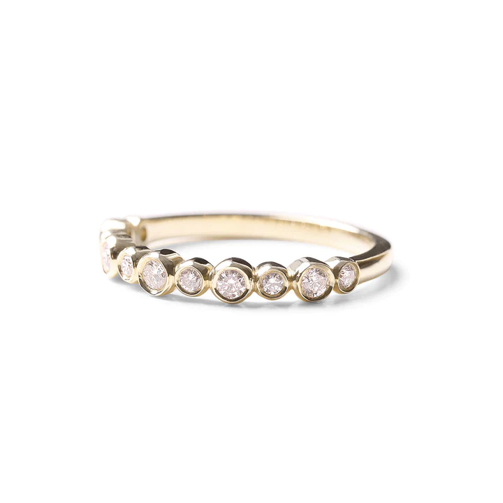 14K Solid Gold Naomi Bezeled Diamond Stacking Ring