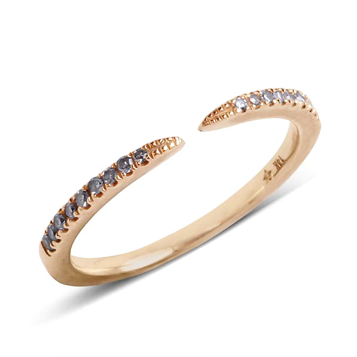 14K Solid Gold Diamond Claw Mid Mini Ring