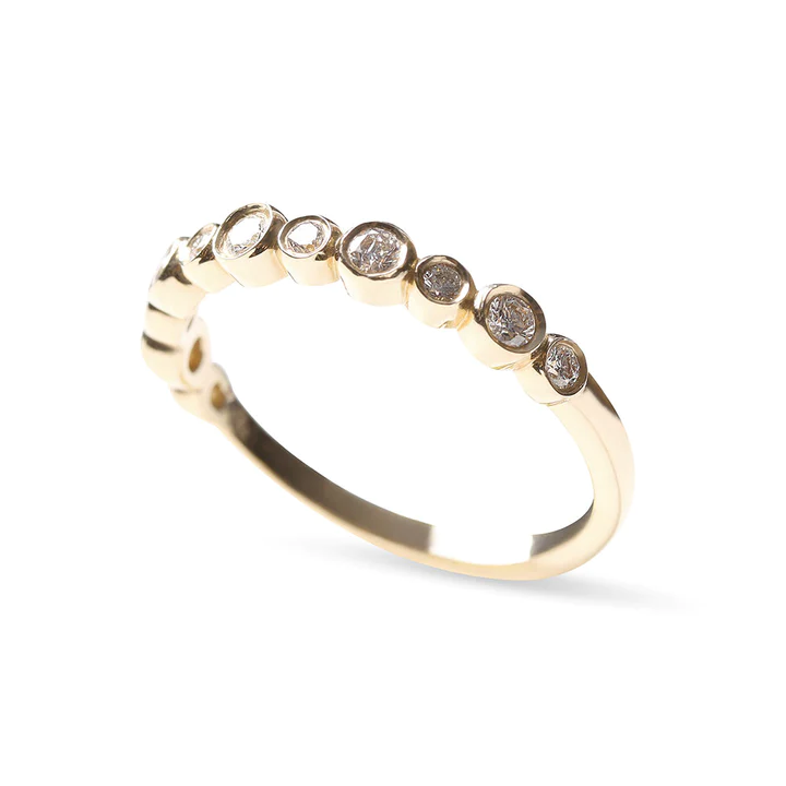14K Solid Gold Naomi Bezeled Diamond Stacking Ring view 2