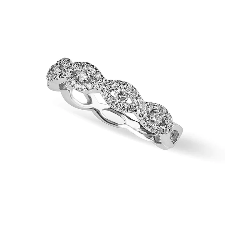 14K Solid Gold Braided Madison Diamond Band