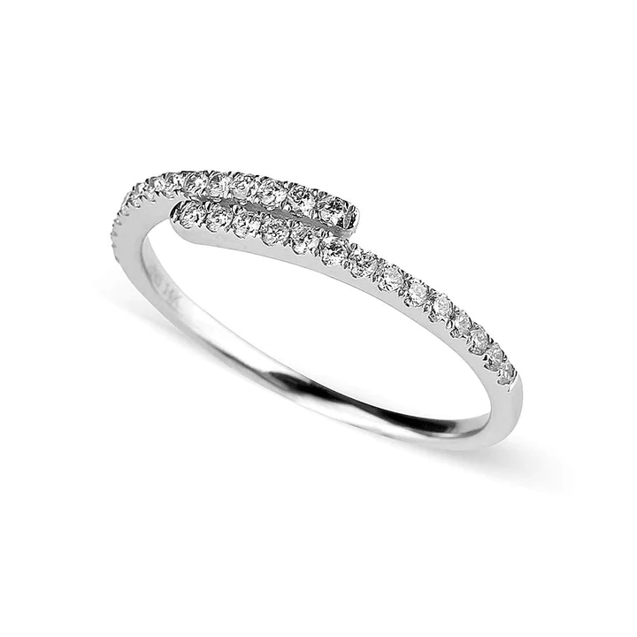 14K Solid Gold Ariana Cross Over Diamond Band
