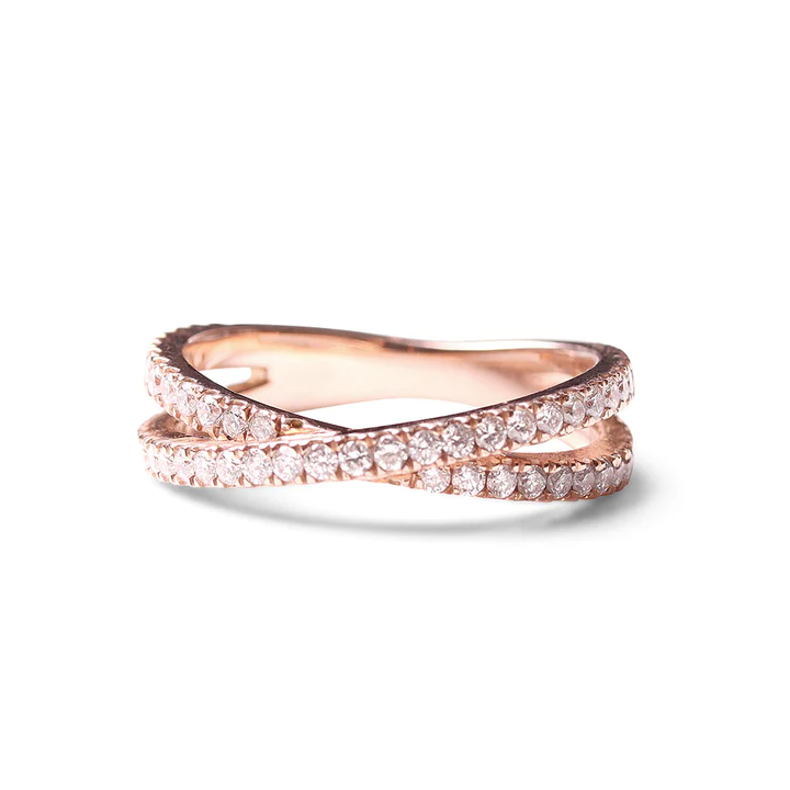 14K Solid Gold Carolina Criss Cross Diamond Band