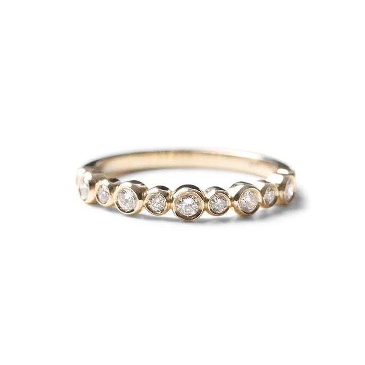 14K Solid Gold Naomi Bezeled Diamond Stacking Ring view 3