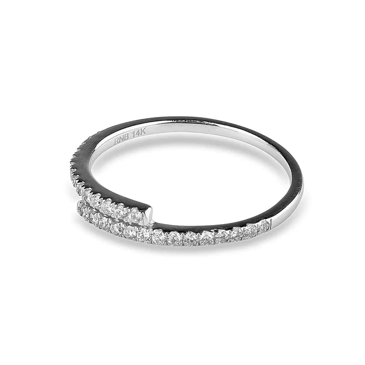 14K Solid Gold Ariana Cross Over Diamond Band view 2