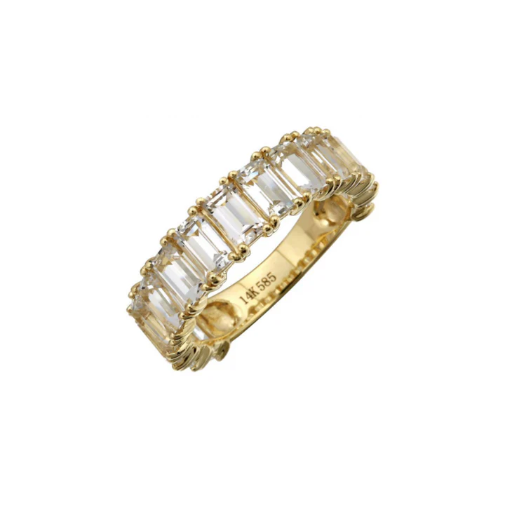 14K Solid Gold Topaz Emerald Cut 3/4 Band view 3