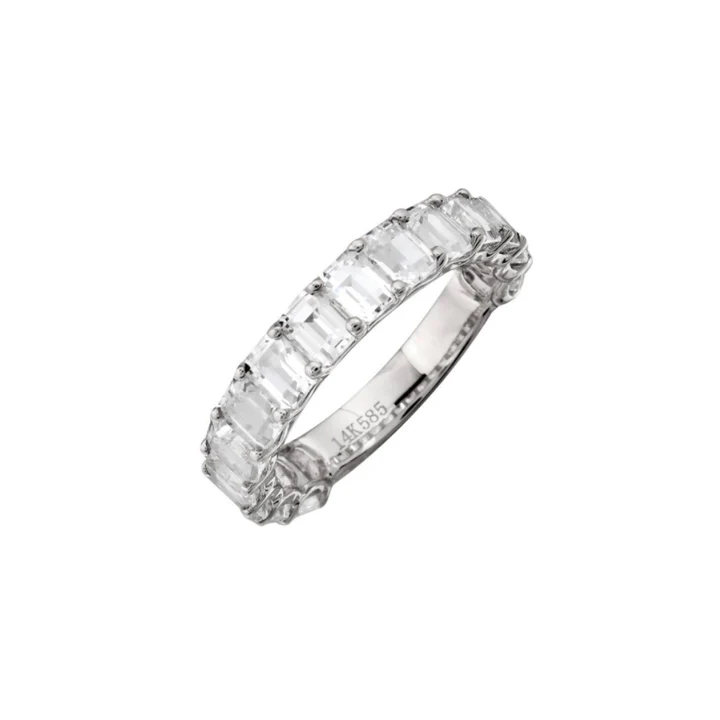 14K Solid Gold Topaz Emerald Cut 3/4 Band view 4