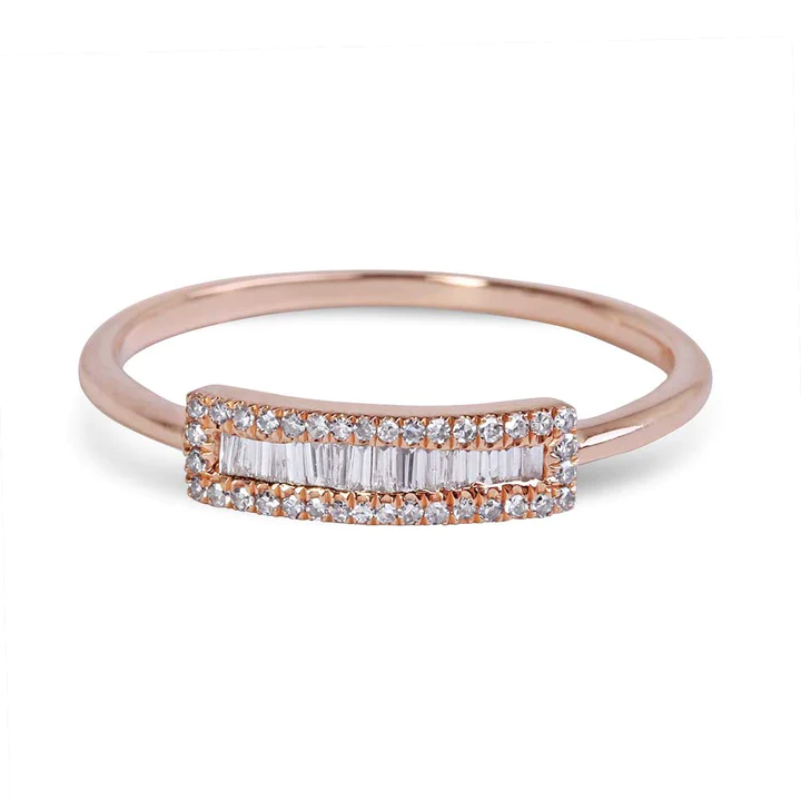 14K Solid Gold Abby Baguette Diamond Ring