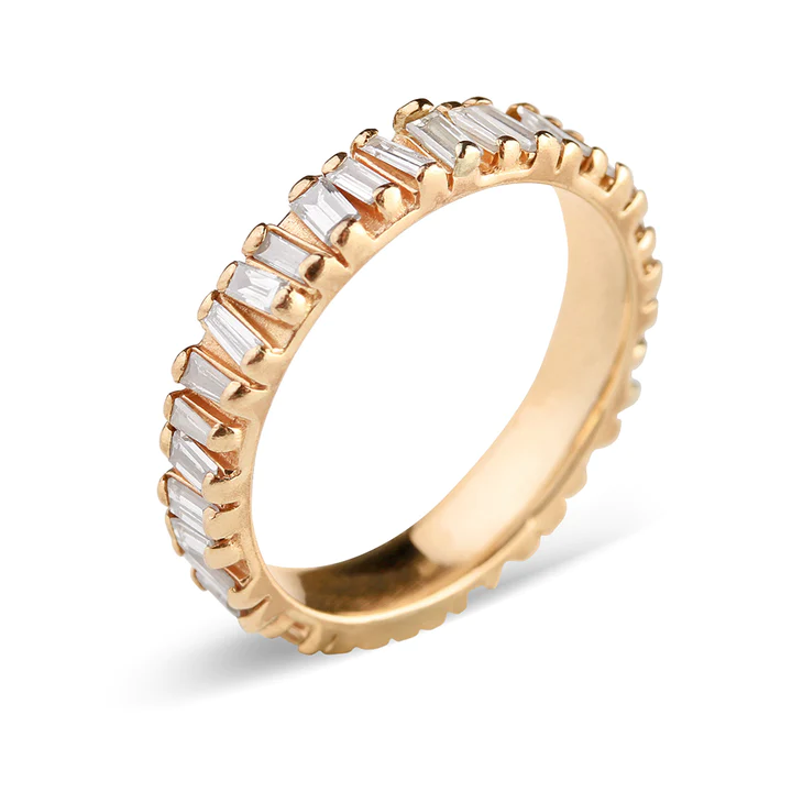 14K Solid Gold Baguette Diamond Eternity Picket Ring view 2