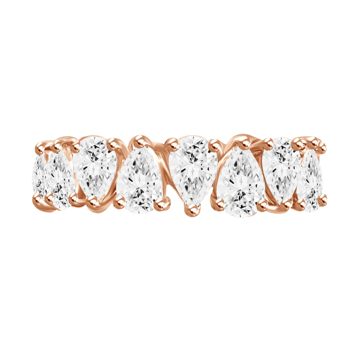 14K Solid Gold Diamond Pear Shaped Eternity Band