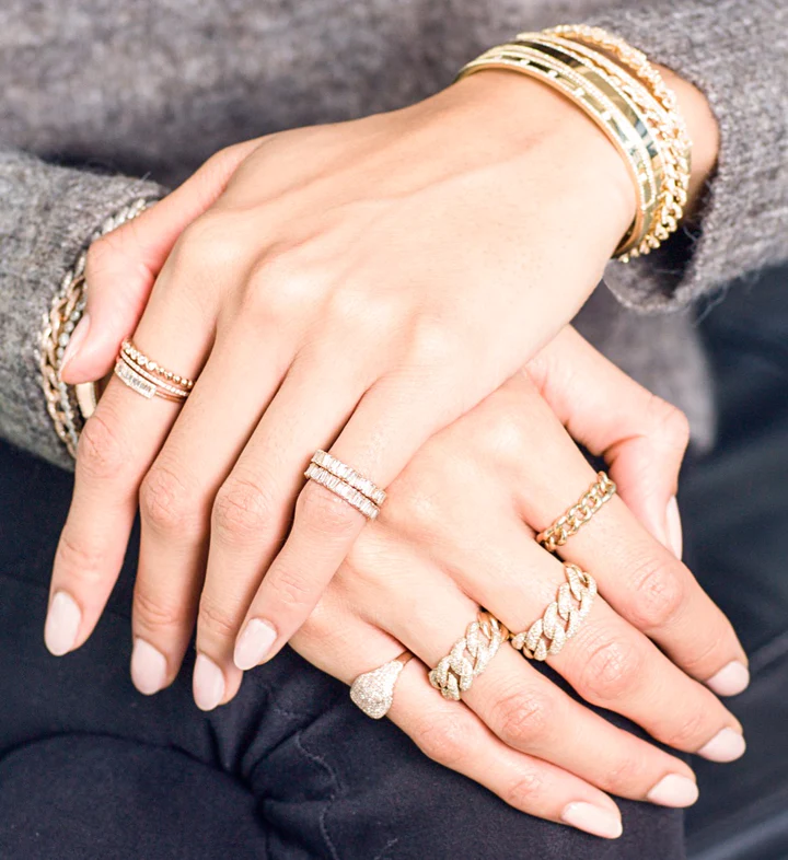 14K Solid Gold Baguette Diamond Eternity Picket Ring view 3