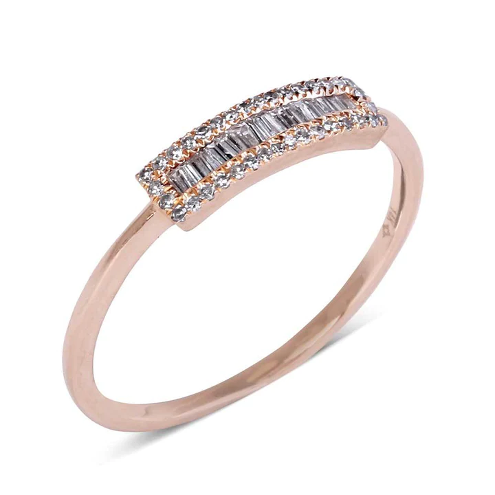 14K Solid Gold Abby Baguette Diamond Ring view 4