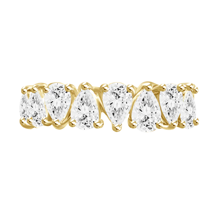 14K Solid Gold Diamond Pear Shaped Eternity Band view 3