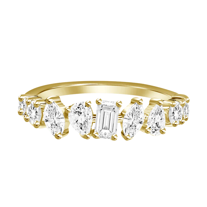 14K Solid Gold Moissanite Diamond Multi shaped Band