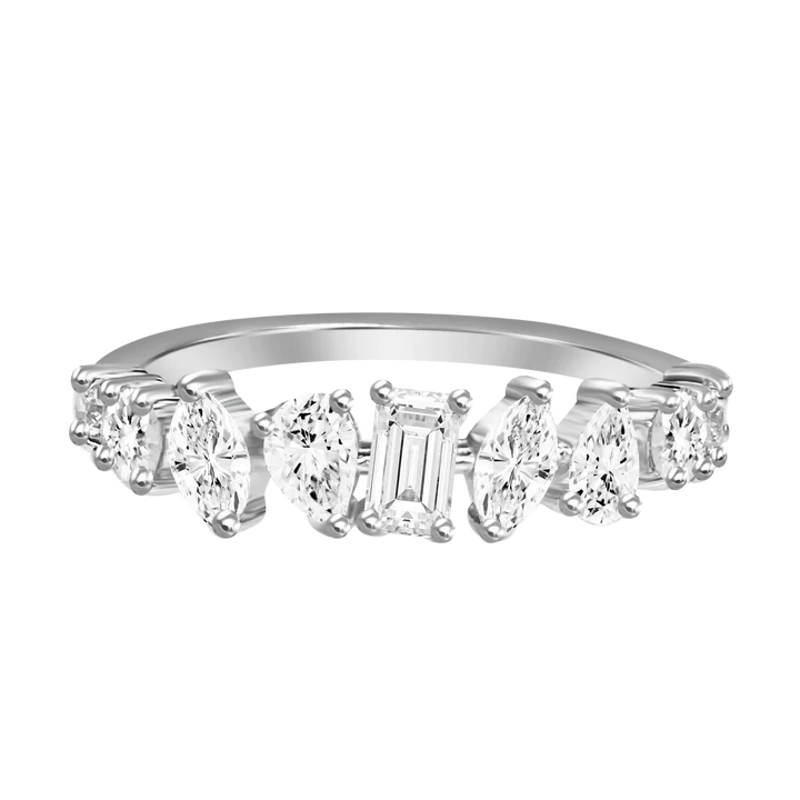 14K Solid Gold Moissanite Diamond Multi shaped Band view 2