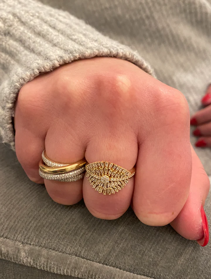 14K Solid Gold Quad Crisscross Gold And Diamond Ring view 2
