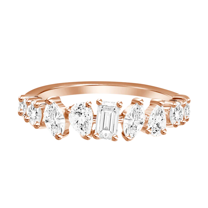 14K Solid Gold Moissanite Diamond Multi shaped Band view 3