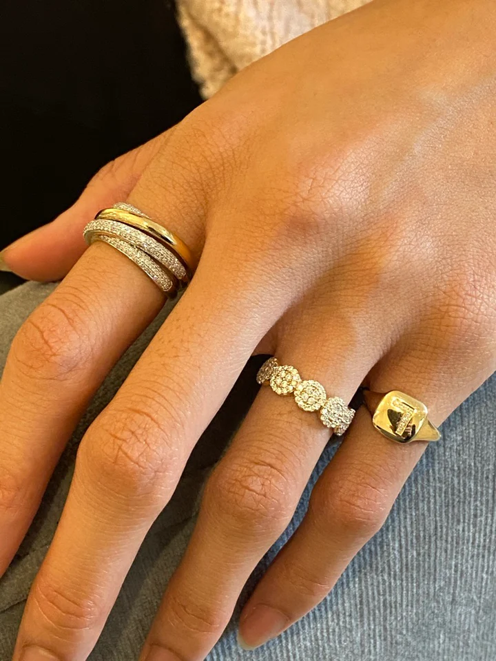 14K Solid Gold Quad Crisscross Gold And Diamond Ring view 3