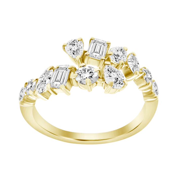 14K Solid Gold Diamond Multi shaped Wrap Ring view 3