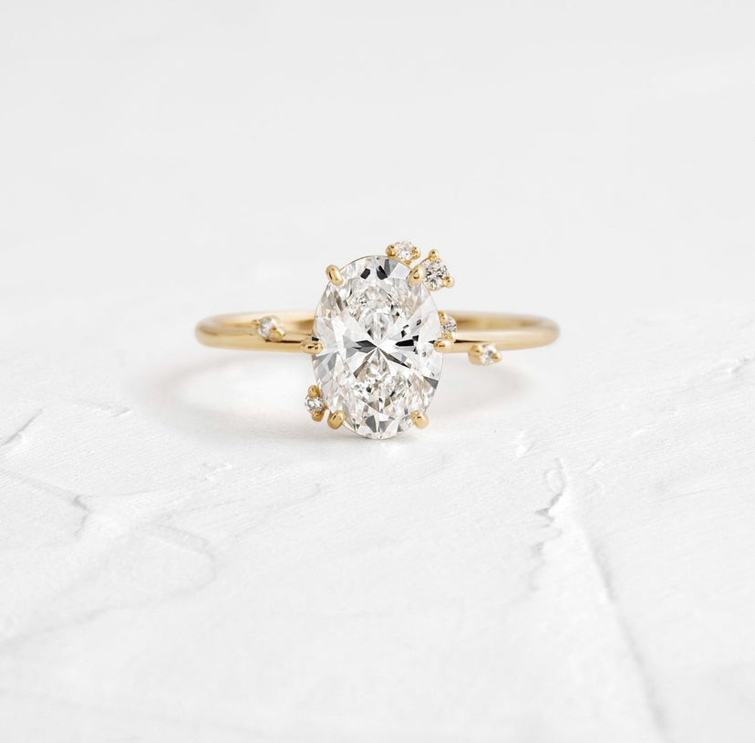 14K Solid Gold Round Diamond Moissanite Engagement Ring