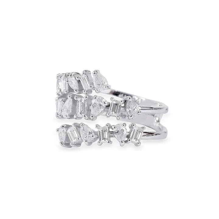 14K Solid Gold Diamond Multi shaped Coil Ring view 5