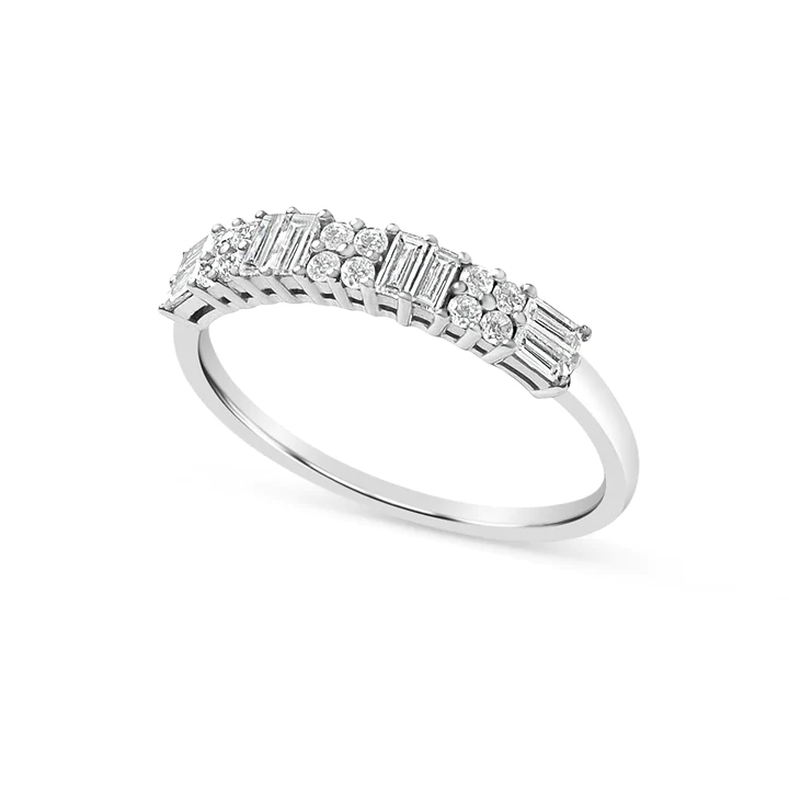 14K Solid Gold Brilliant And Baguette Diamond Ring view 3
