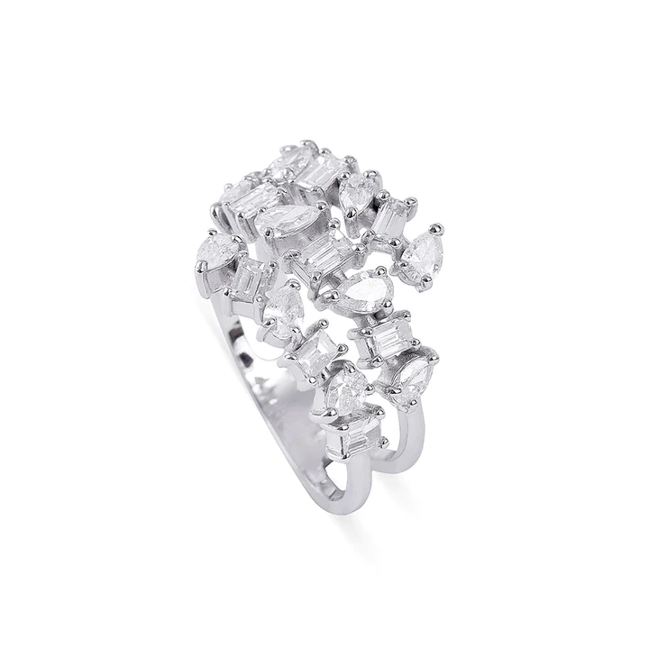 14K Solid Gold Diamond Multi shaped Coil Ring view 6
