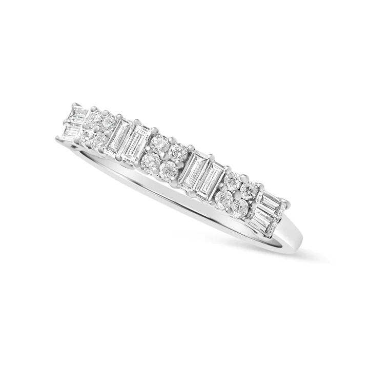 14K Solid Gold Brilliant And Baguette Diamond Ring view 5