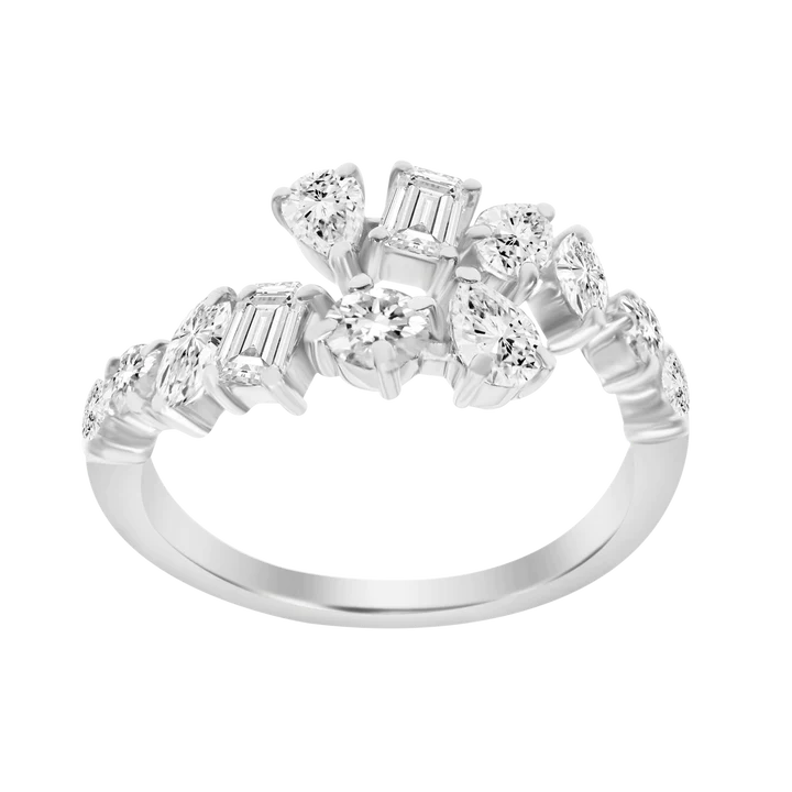 14K Solid Gold Diamond Multi shaped Wrap Ring view 4