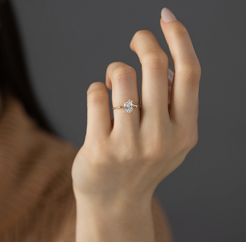 14K Solid Gold Round Diamond Moissanite Engagement Ring view 2