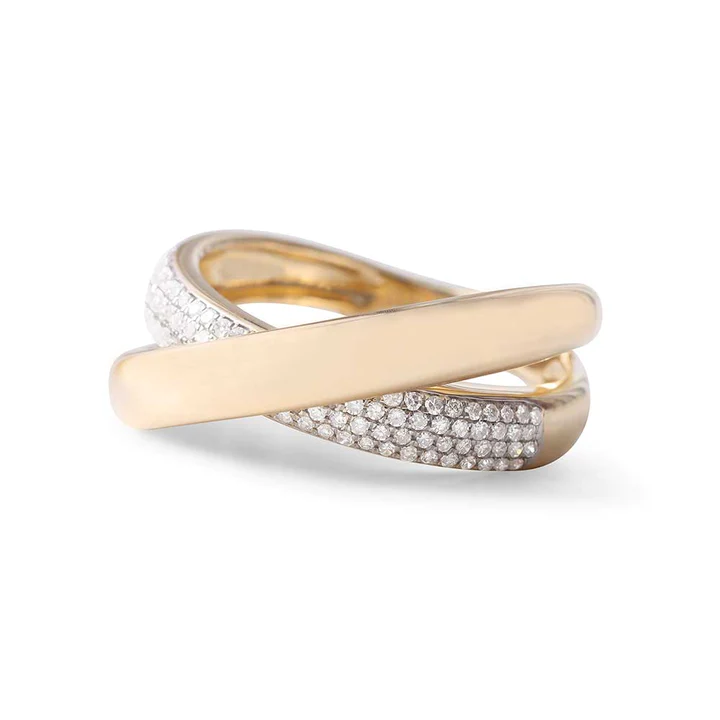 14K Solid Gold Double Crisscross Gold And Diamond Ring view 4