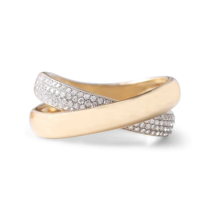 14K Solid Gold Double Crisscross Gold And Diamond Ring view 5