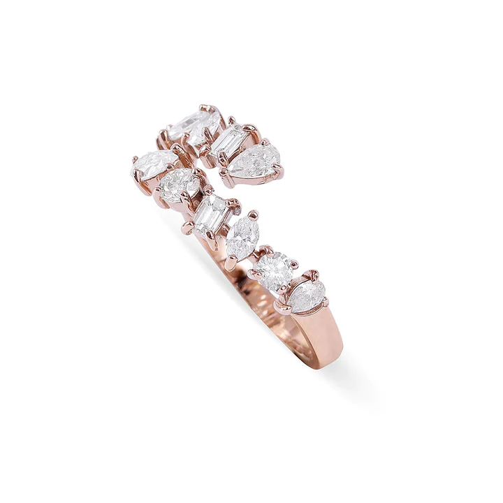 14K Solid Gold Diamond Multi shaped Wrap Ring view 5