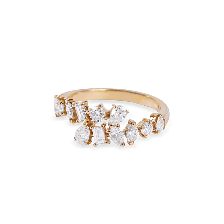 14K Solid Gold Diamond Multi shaped Wrap Ring view 6
