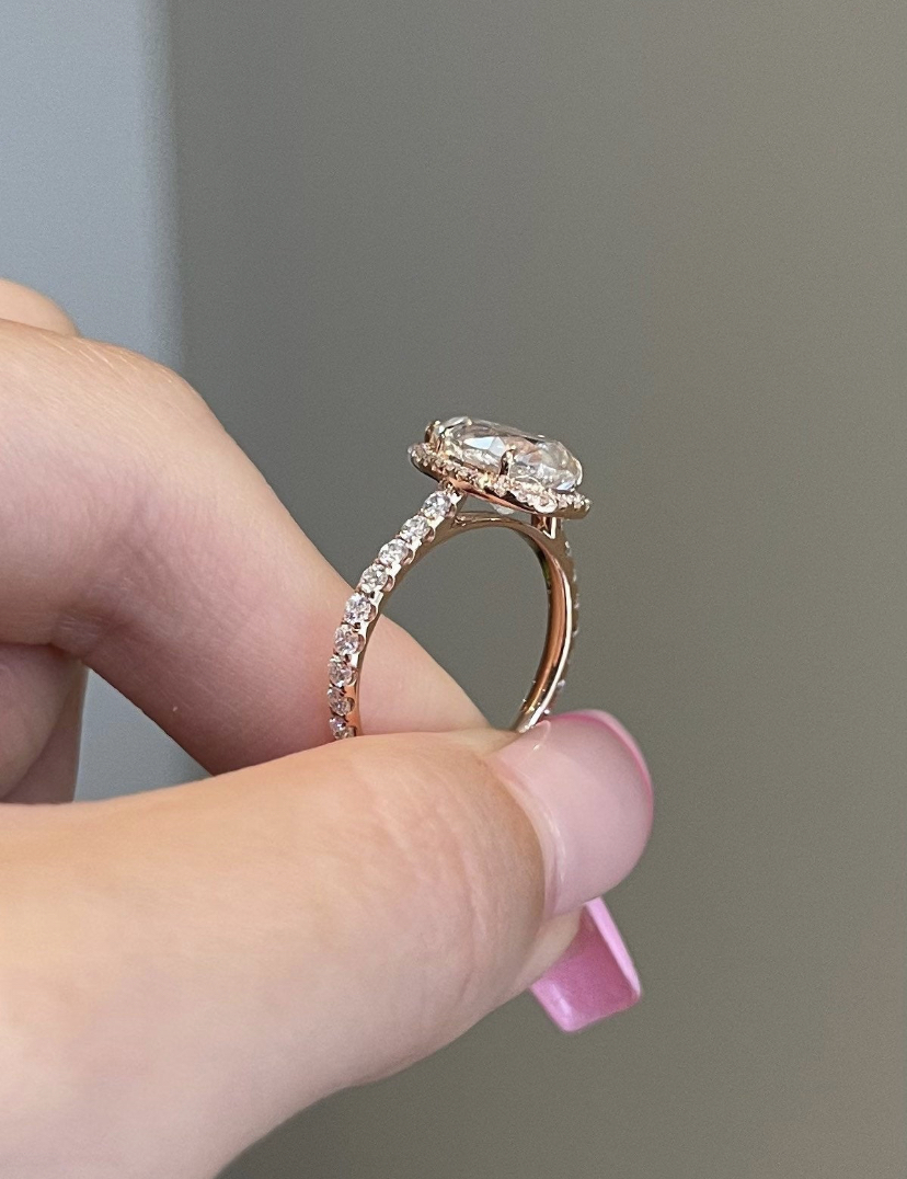 14K Solid Gold Ice Pear Moissanite Engagement Ring view 4