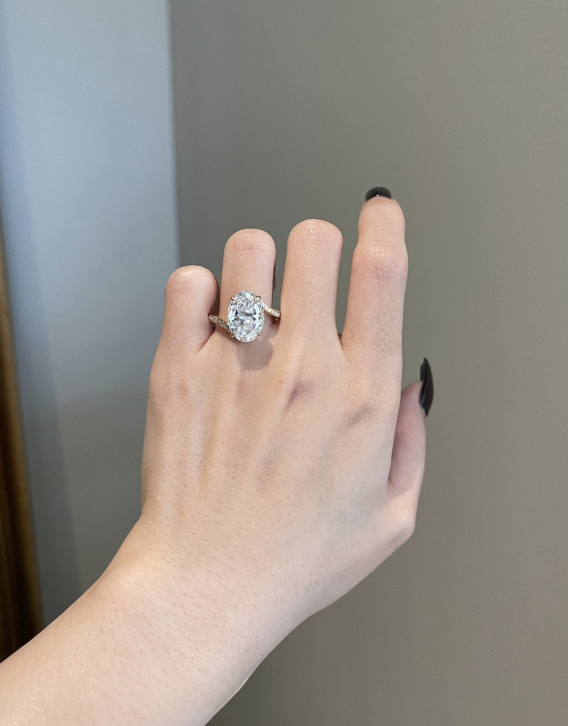 14K Solid Gold 8 Carat Oval Cut Moissanite Engagement Ring view 2