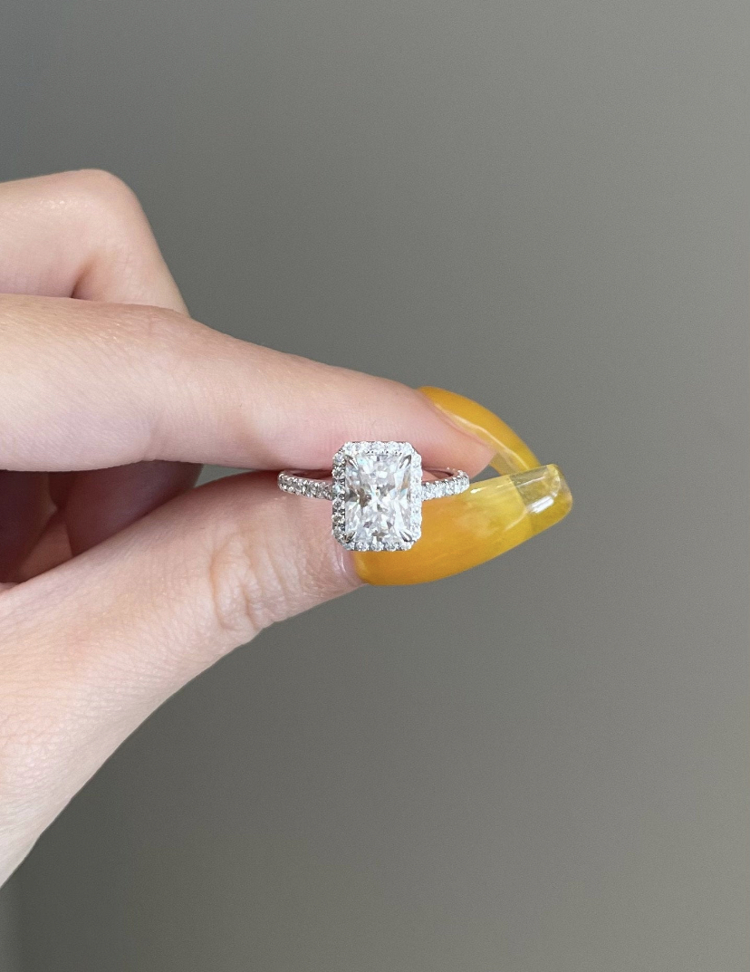 14K Solid Gold Radiant Cut Moissanite Engagement Ring view 2