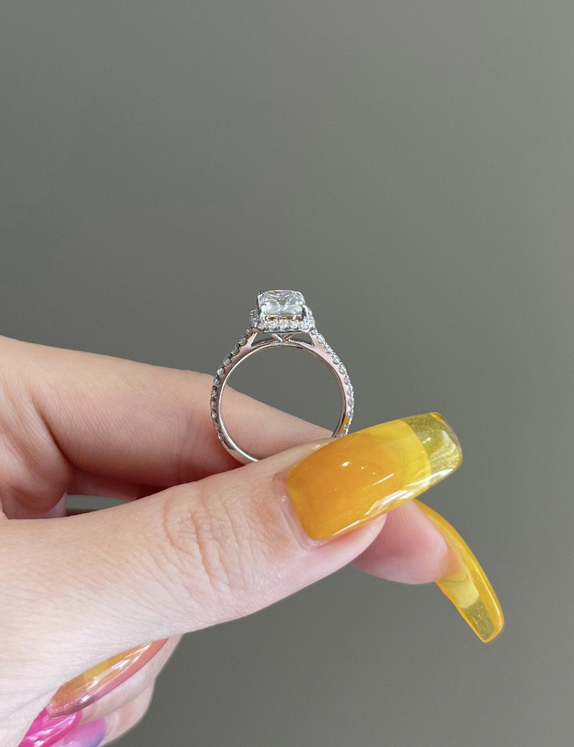 14K Solid Gold Radiant Cut Moissanite Engagement Ring view 3