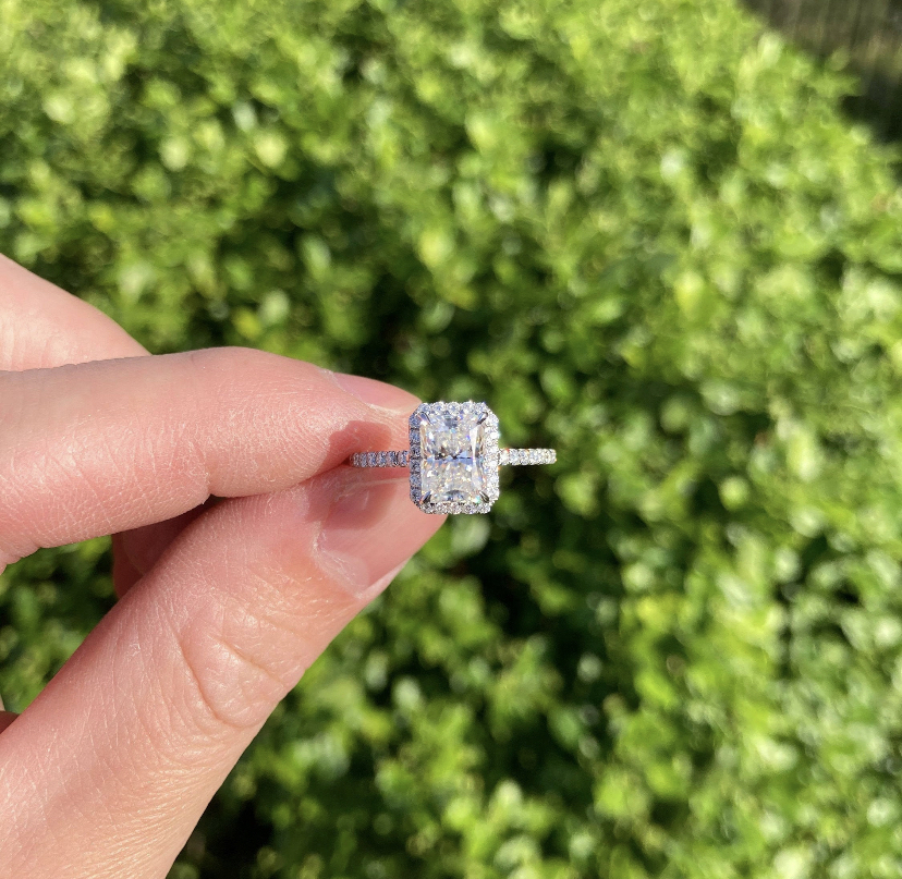 14K Solid Gold Radiant Cut Moissanite Engagement Ring view 6