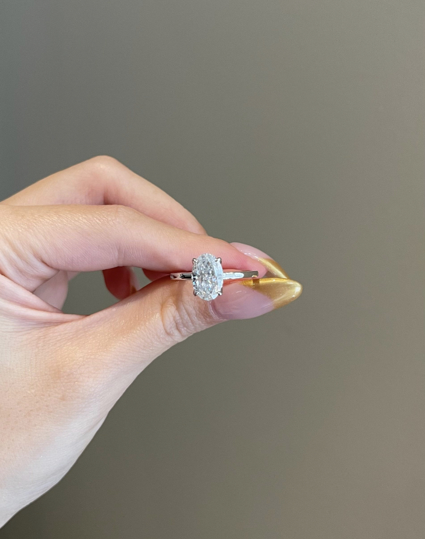 14K Solid Gold 2.8 Carat Oval Moissanite Engagement Ring